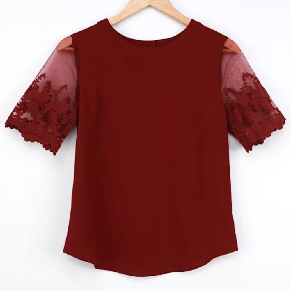 Lulus Lisa Marie Burgundy Embroidered Top